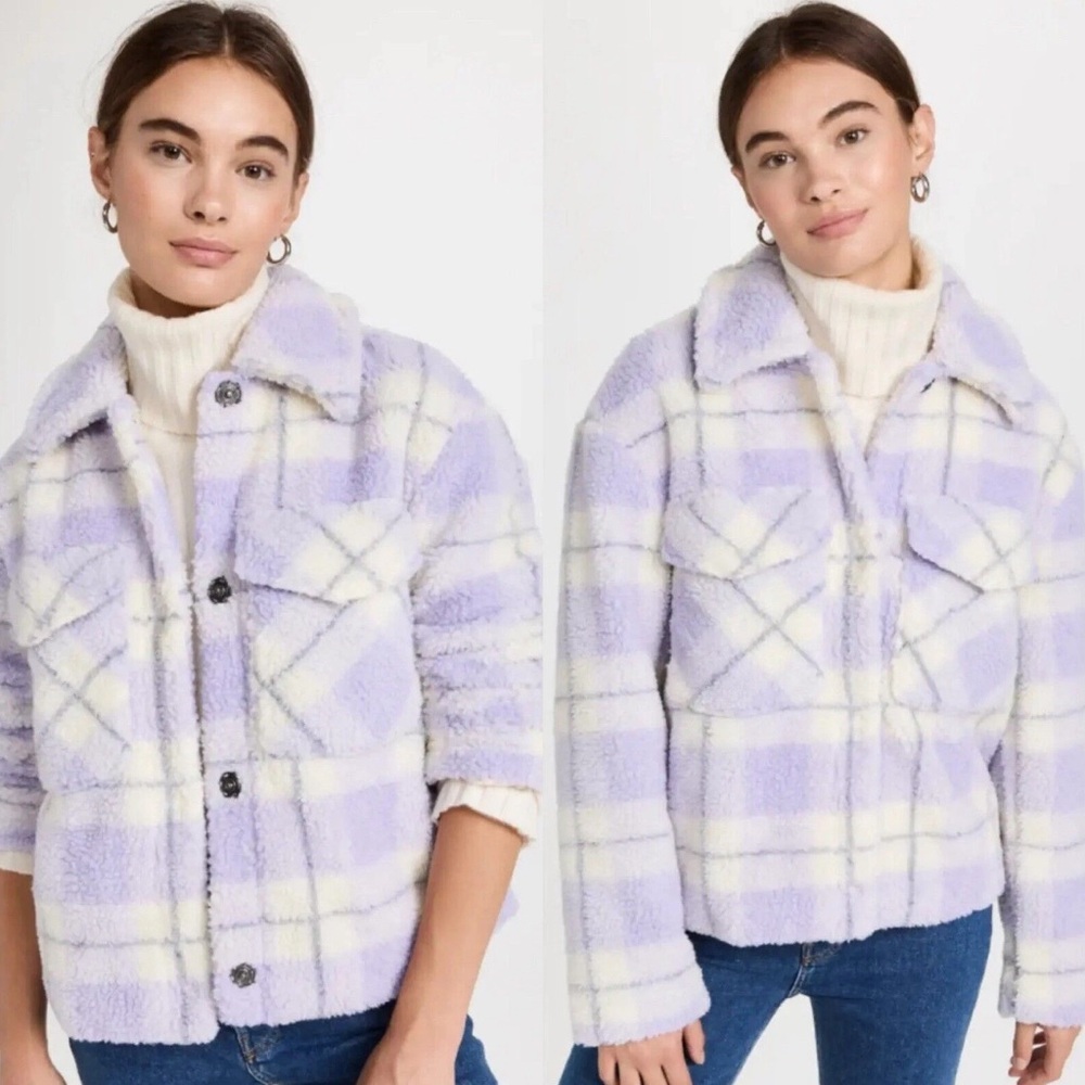 7 for all mankind lilac Sherpa jacket